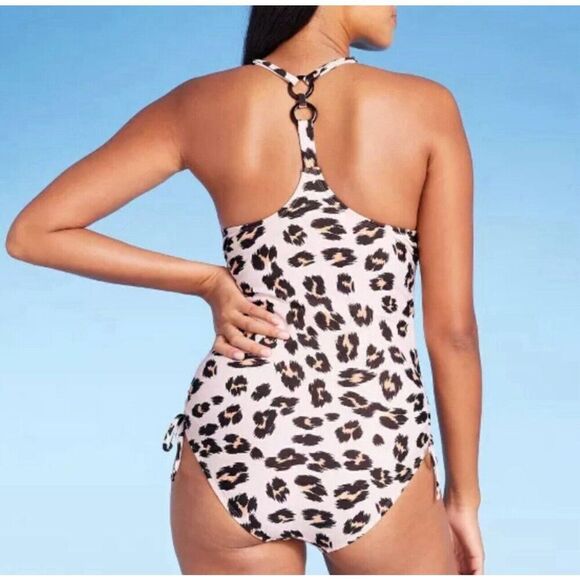 Women’s Kona Sol Animal Print Side Cinch One Piece Swimsuit Sz Large - Picture 2 of 9